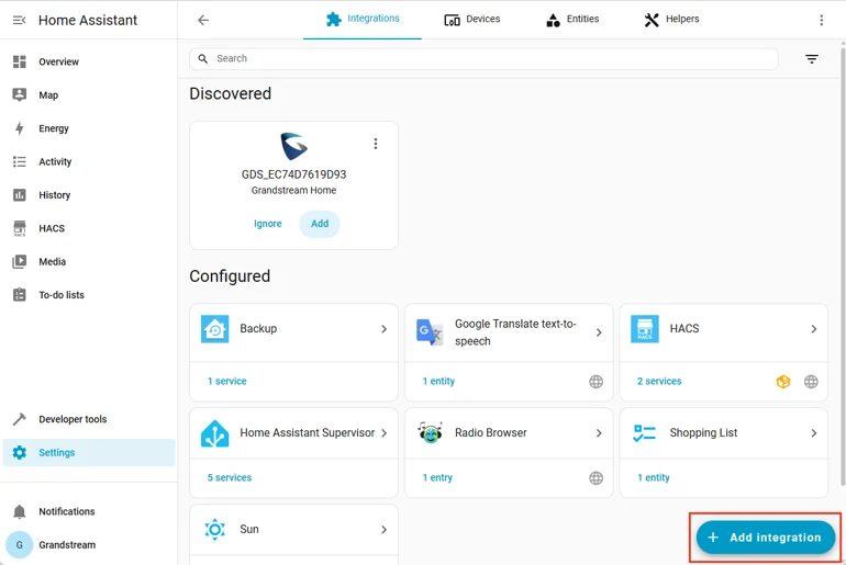 grandstream home assistant